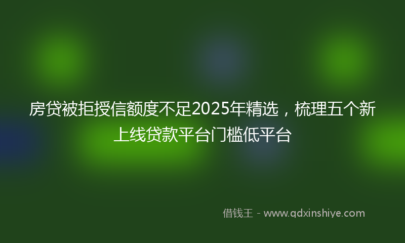房贷被拒授信额度不足2025年精选，梳理五个新上线贷款平台门槛低平台