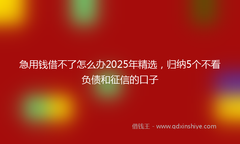 急用钱借不了怎么办2025年精选，归纳5个不看负债和征信的口子
