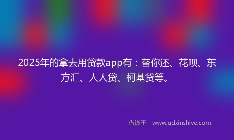 2025年的拿去用贷款app有：替你还、花呗、东方汇、人人贷、柯基贷等。