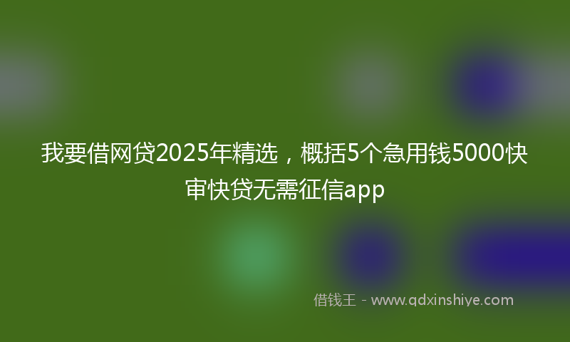 我要借网贷2025年精选，概括5个急用钱5000快审快贷无需征信app