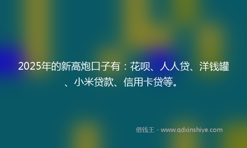 2025年的新高炮口子有：花呗、人人贷、洋钱罐、小米贷款、信用卡贷等。