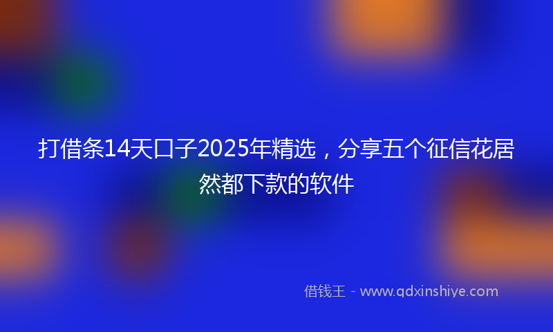 打借条14天口子2025年精选，分享五个征信花居然都下款的软件