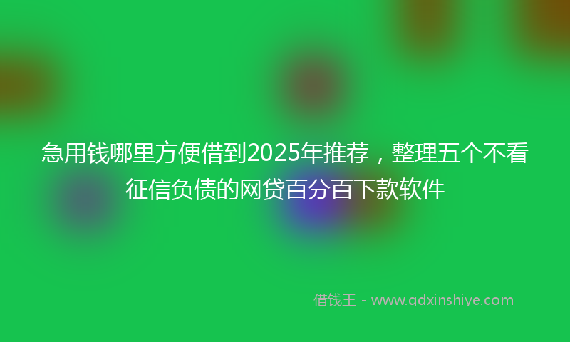 急用钱哪里方便借到2025年推荐，整理五个不看征信负债的网贷百分百下款软件