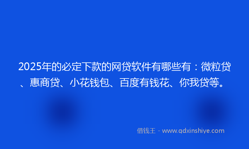 2025年的必定下款的网贷软件有哪些有：微粒贷、惠商贷、小花钱包、百度有钱花、你我贷等。