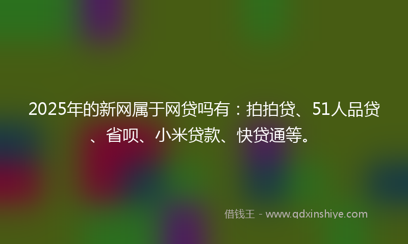 2025年的新网属于网贷吗有：拍拍贷、51人品贷、省呗、小米贷款、快贷通等。