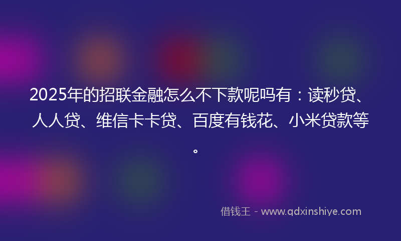 2025年的招联金融怎么不下款呢吗有：读秒贷、人人贷、维信卡卡贷、百度有钱花、小米贷款等。