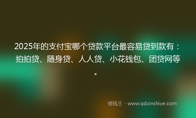 2025年的支付宝哪个贷款平台最容易贷到款有：拍拍贷、随身贷、人人贷、小花钱包、团贷网等。