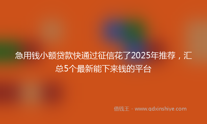 急用钱小额贷款快通过征信花了2025年推荐，汇总5个最新能下来钱的平台