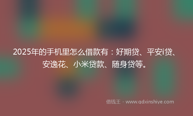 2025年的手机里怎么借款有：好期贷、平安i贷、安逸花、小米贷款、随身贷等。