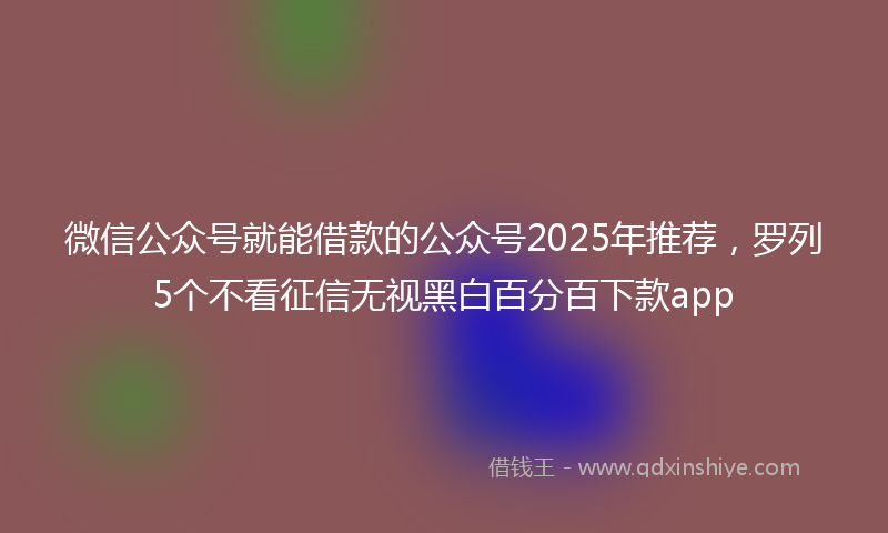 微信公众号就能借款的公众号2025年推荐，罗列5个不看征信无视黑白百分百下款app
