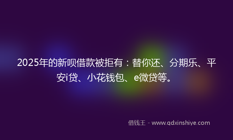 2025年的新呗借款被拒有：替你还、分期乐、平安i贷、小花钱包、e微贷等。