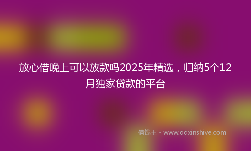 放心借晚上可以放款吗2025年精选，归纳5个12月独家贷款的平台