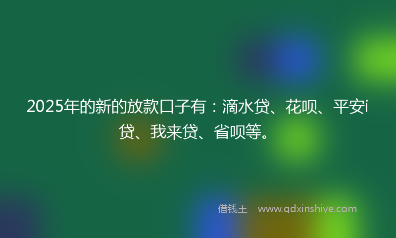 2025年的新的放款口子有：滴水贷、花呗、平安i贷、我来贷、省呗等。