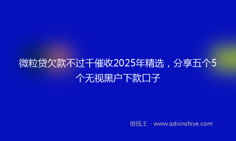 微粒贷欠款不过千催收2025年精选，分享五个5个无视黑户下款口子