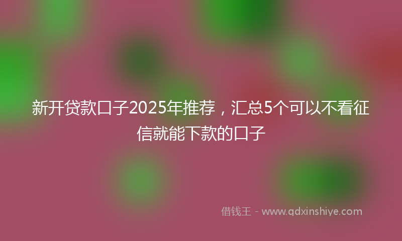 新开贷款口子2025年推荐，汇总5个可以不看征信就能下款的口子