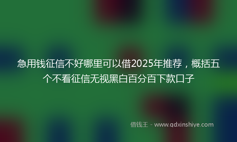 急用钱征信不好哪里可以借2025年推荐，概括五个不看征信无视黑白百分百下款口子