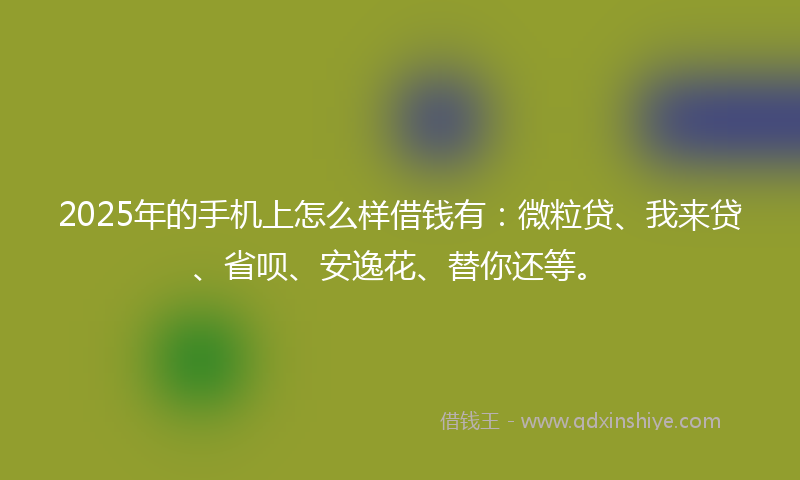 2025年的手机上怎么样借钱有：微粒贷、我来贷、省呗、安逸花、替你还等。