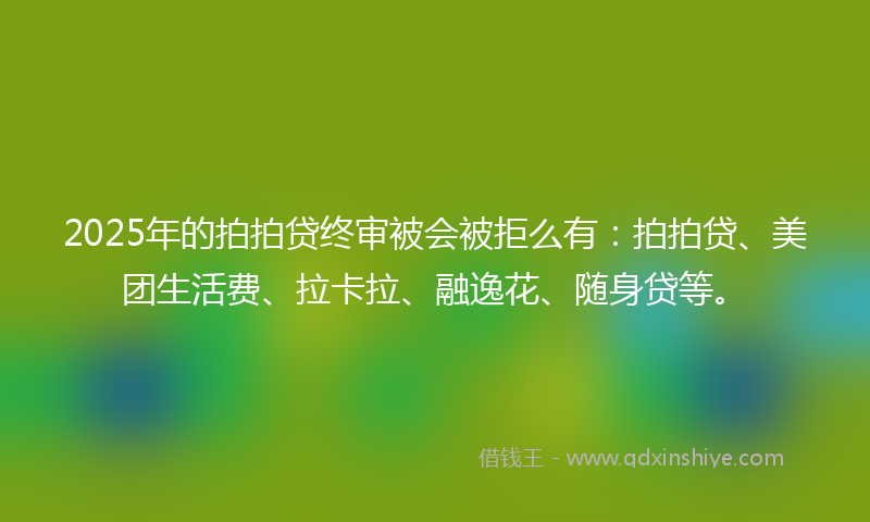2025年的拍拍贷终审被会被拒么有：拍拍贷、美团生活费、拉卡拉、融逸花、随身贷等。