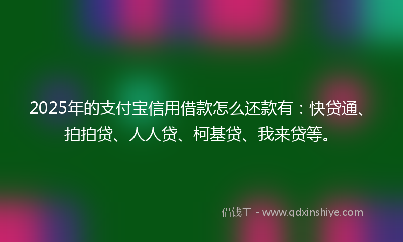 2025年的支付宝信用借款怎么还款有：快贷通、拍拍贷、人人贷、柯基贷、我来贷等。