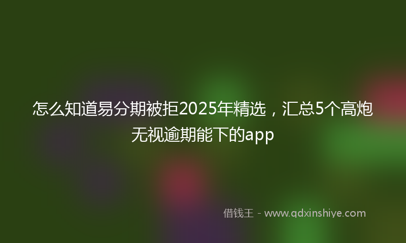 怎么知道易分期被拒2025年精选，汇总5个高炮无视逾期能下的app
