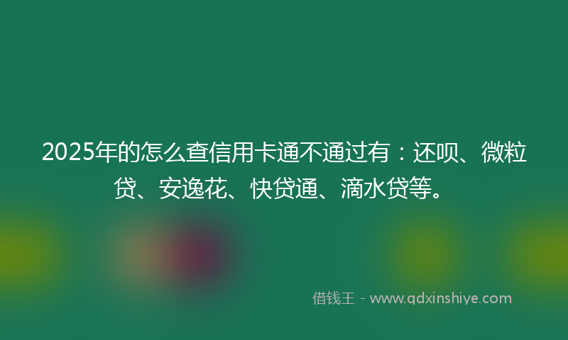 2025年的怎么查信用卡通不通过有：还呗、微粒贷、安逸花、快贷通、滴水贷等。