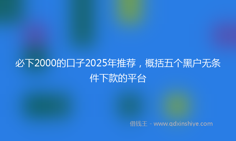 必下2000的口子2025年推荐，概括五个黑户无条件下款的平台