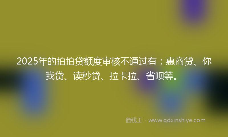 2025年的拍拍贷额度审核不通过有：惠商贷、你我贷、读秒贷、拉卡拉、省呗等。