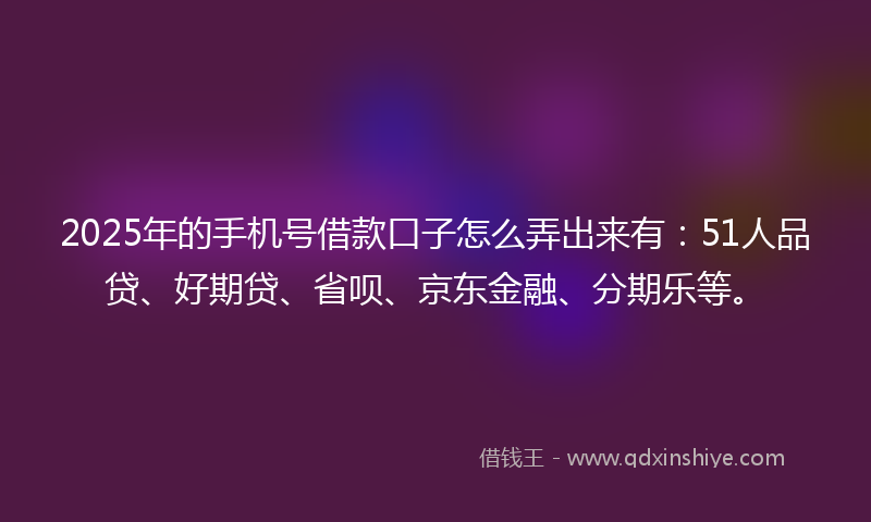 2025年的手机号借款口子怎么弄出来有：51人品贷、好期贷、省呗、京东金融、分期乐等。