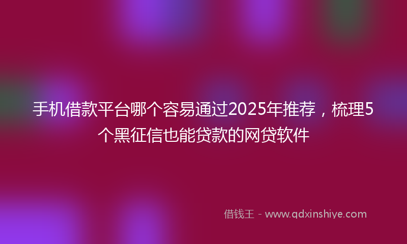 手机借款平台哪个容易通过2025年推荐，梳理5个黑征信也能贷款的网贷软件