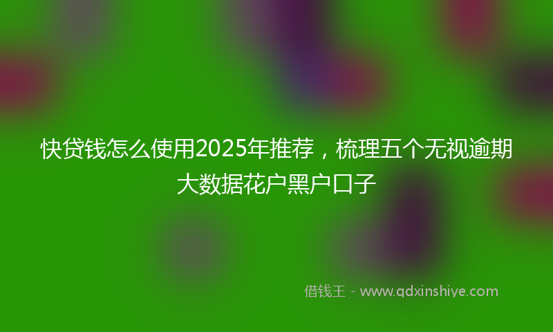 快贷钱怎么使用2025年推荐，梳理五个无视逾期大数据花户黑户口子