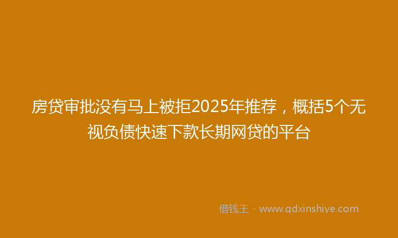 房贷审批没有马上被拒2025年推荐，概括5个无视负债快速下款长期网贷的平台