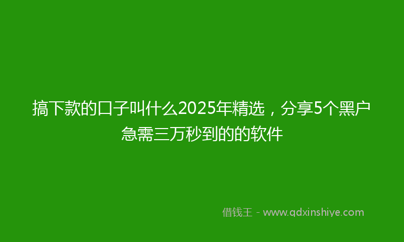 搞下款的口子叫什么2025年精选，分享5个黑户急需三万秒到的的软件