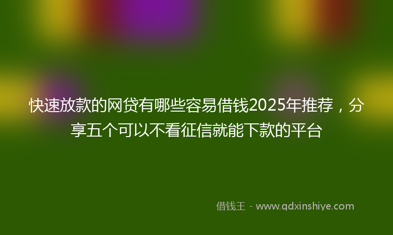 快速放款的网贷有哪些容易借钱2025年推荐，分享五个可以不看征信就能下款的平台