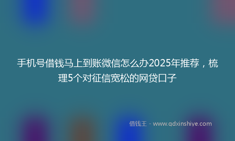 手机号借钱马上到账微信怎么办2025年推荐，梳理5个对征信宽松的网贷口子