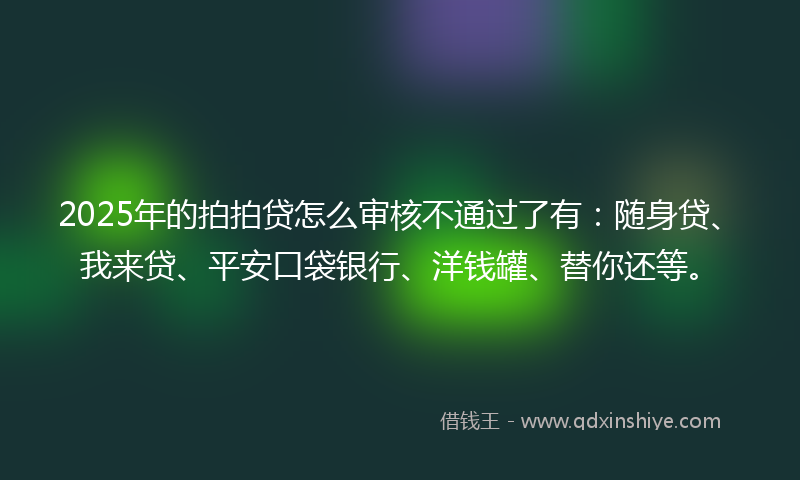 2025年的拍拍贷怎么审核不通过了有：随身贷、我来贷、平安口袋银行、洋钱罐、替你还等。