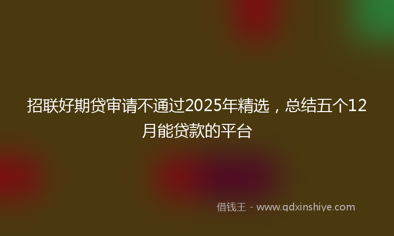 招联好期贷审请不通过2025年精选，总结五个12月能贷款的平台