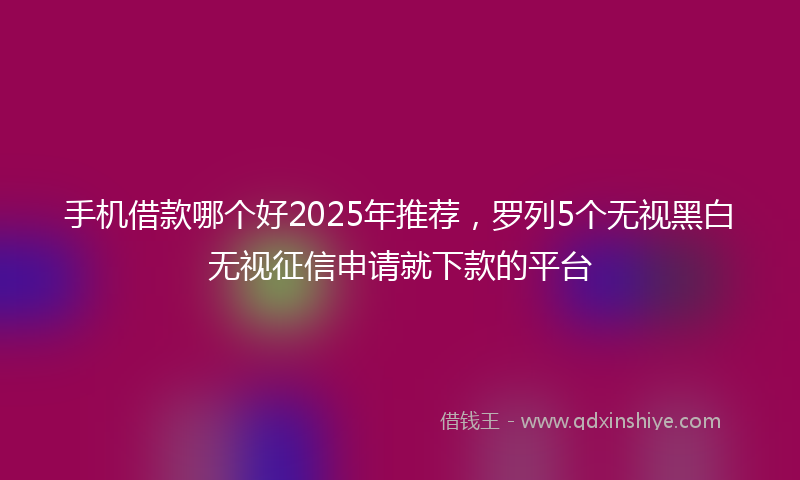 手机借款哪个好2025年推荐，罗列5个无视黑白无视征信申请就下款的平台