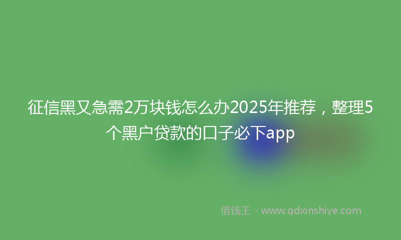 征信黑又急需2万块钱怎么办2025年推荐，整理5个黑户贷款的口子必下app