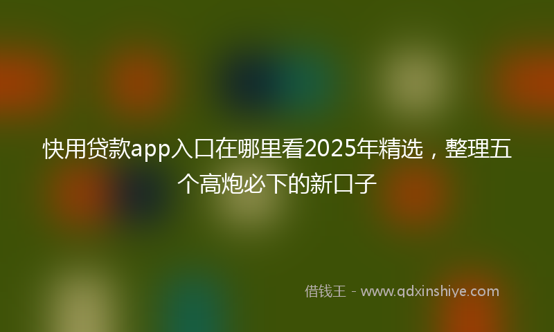 快用贷款app入口在哪里看2025年精选，整理五个高炮必下的新口子