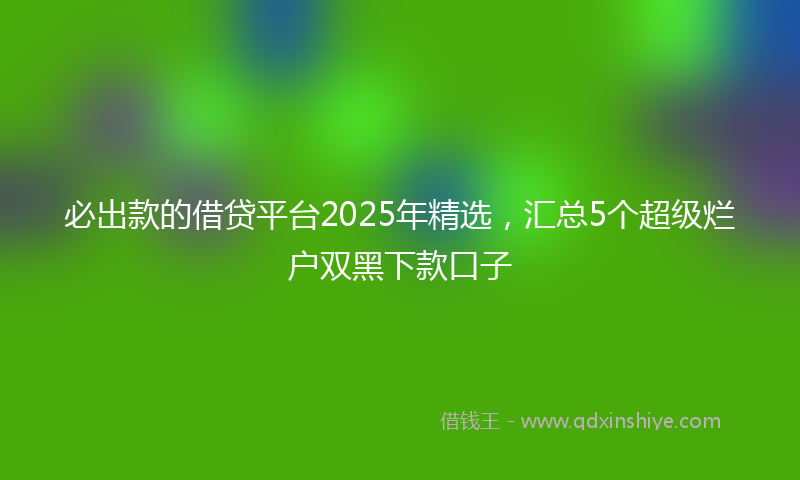 必出款的借贷平台2025年精选，汇总5个超级烂户双黑下款口子