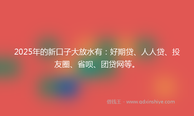 2025年的新口子大放水有：好期贷、人人贷、投友圈、省呗、团贷网等。