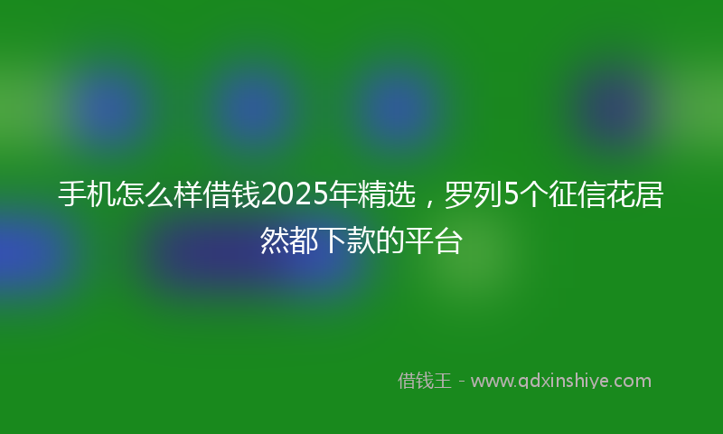 手机怎么样借钱2025年精选，罗列5个征信花居然都下款的平台