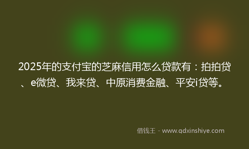 2025年的支付宝的芝麻信用怎么贷款有：拍拍贷、e微贷、我来贷、中原消费金融、平安i贷等。