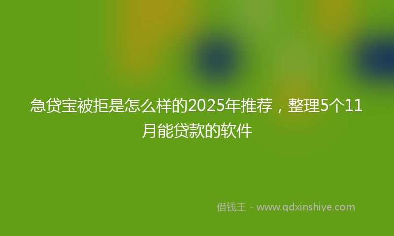 急贷宝被拒是怎么样的2025年推荐，整理5个11月能贷款的软件