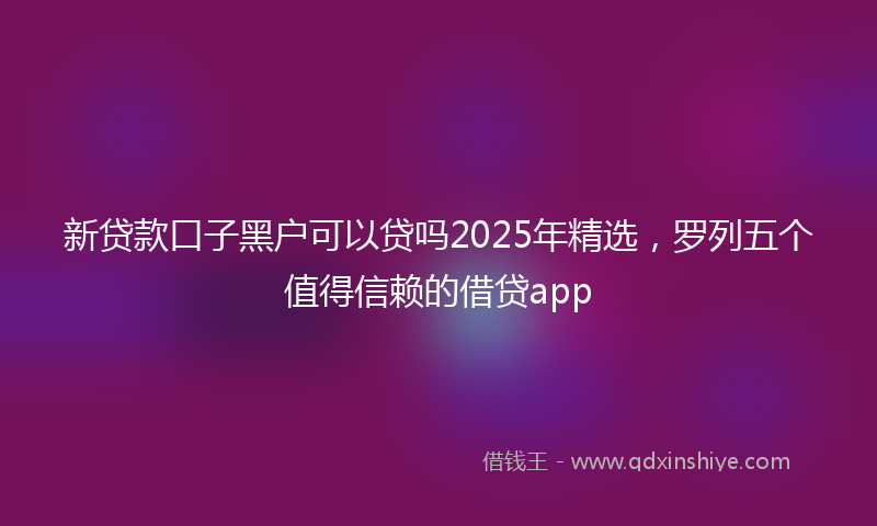 新贷款口子黑户可以贷吗2025年精选，罗列五个值得信赖的借贷app