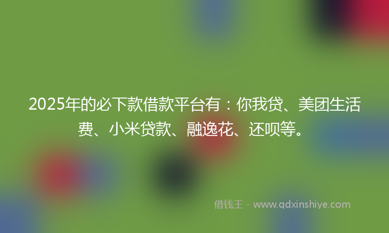 2025年的必下款借款平台有：你我贷、美团生活费、小米贷款、融逸花、还呗等。