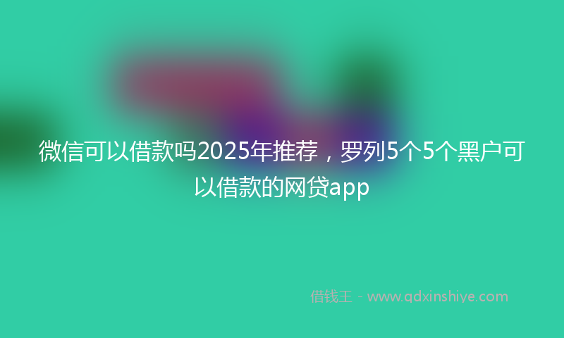 微信可以借款吗2025年推荐，罗列5个5个黑户可以借款的网贷app