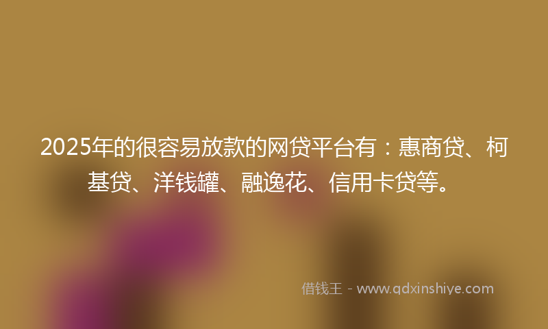 2025年的很容易放款的网贷平台有：惠商贷、柯基贷、洋钱罐、融逸花、信用卡贷等。