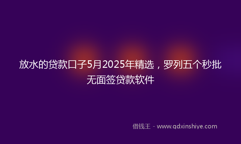 放水的贷款口子5月2025年精选，罗列五个秒批无面签贷款软件