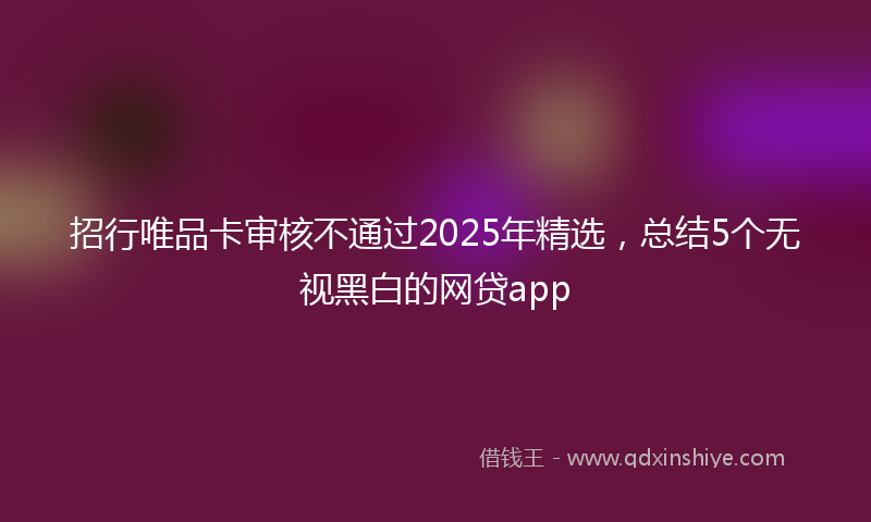 招行唯品卡审核不通过2025年精选，总结5个无视黑白的网贷app